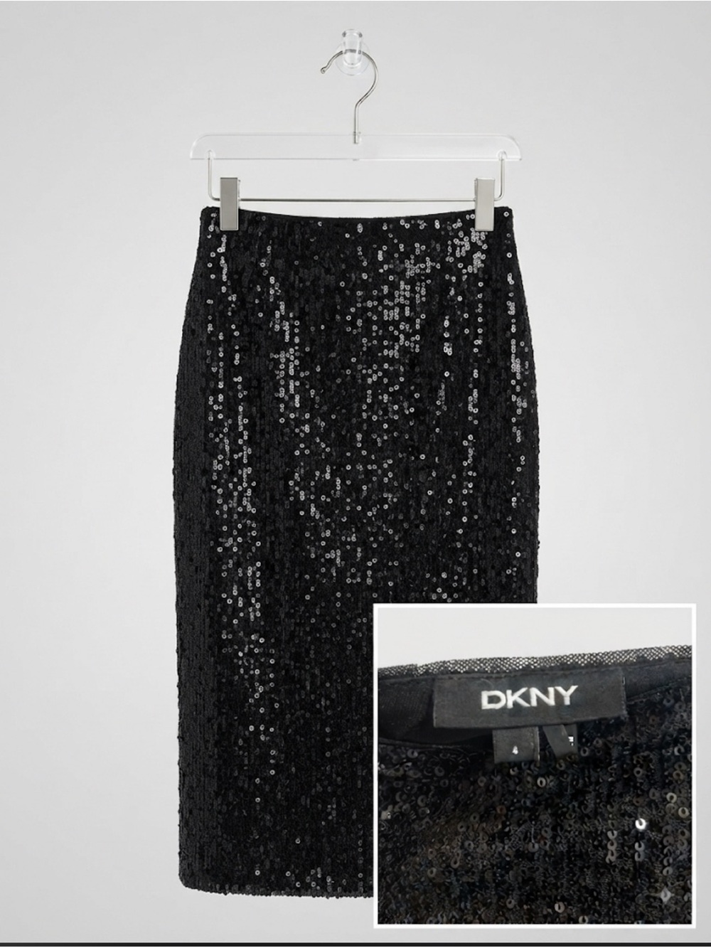 DKNY Black Sequin Pencil Skirt